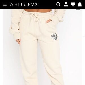 White Fox offstage joggers in pebble color way size xs